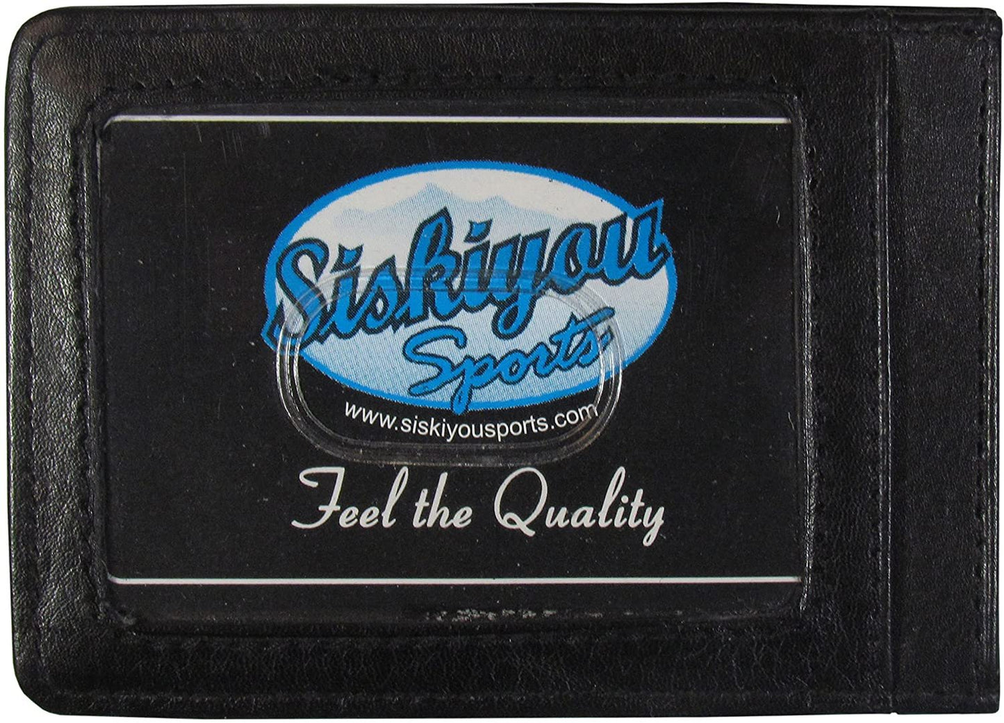 Columbus Blue Jackets Black Leather Wallet, Front Pocket Magnetic Money Clip, Printed Logo