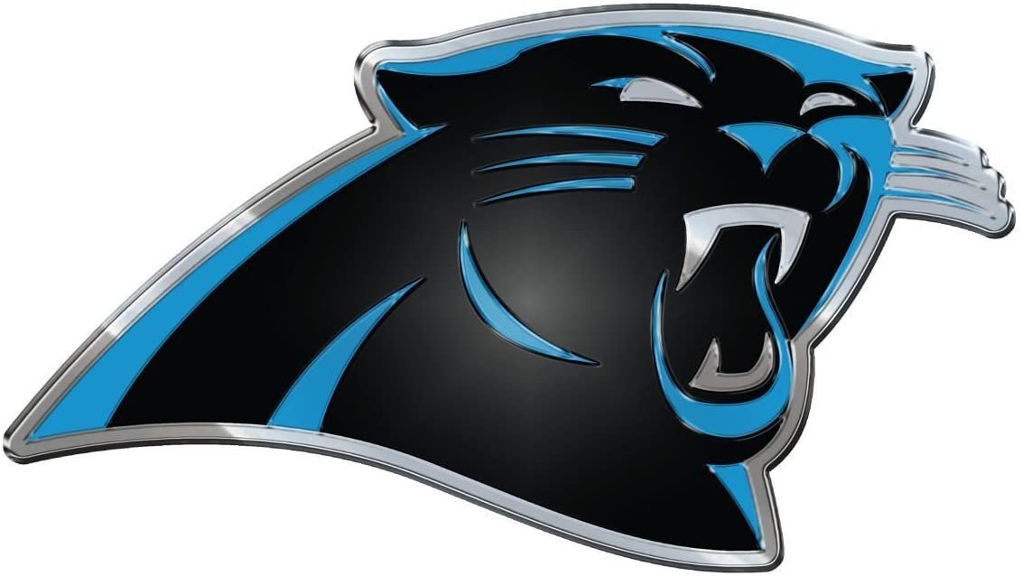 Carolina Panthers Auto Emblem, Aluminum Metal, Embossed Team Color, Raised Decal Sticker, Full Adhesive Backing