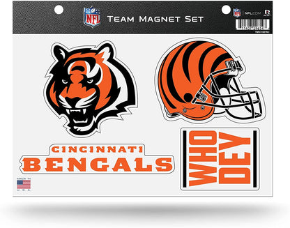Rico Industries NFL Cincinnati Bengals 8.5" x 11" Team Magnet Set for Car, Refrigerator, Fridge, Locker, Office Cabinet