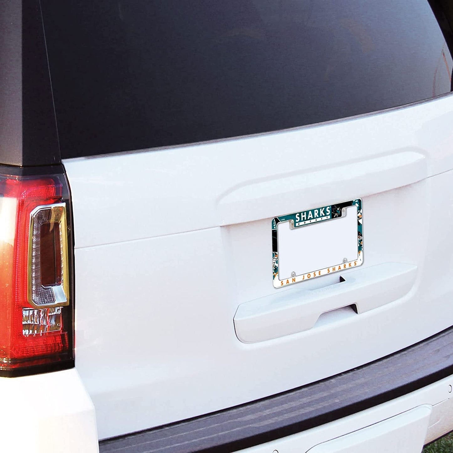 Atlanta Falcons Metal License Plate Frame Chrome Tag Cover, Carbon Fiber Design, 12x6 Inch