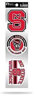 North Carolina State University Wolfpack 3-Piece Retro Decal Sticker Sheet, Die Cut, Clear Backing, 3x12 Inch