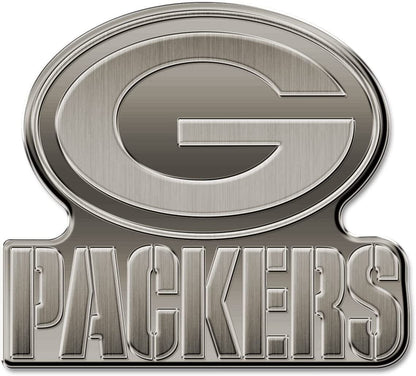 Green Bay Packers Solid Metal Auto Emblem Antique Nickel Design