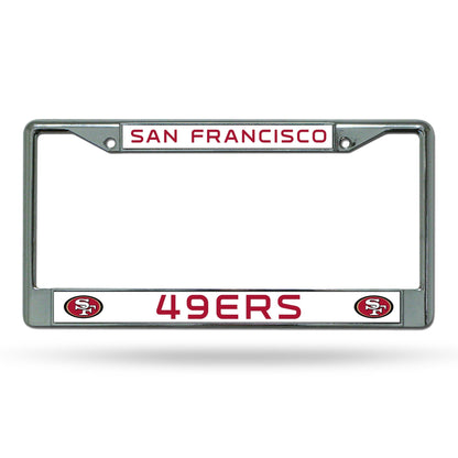 Rico Industries NFL Football San Francisco 49ers Premium License Plate Chrome Frame 12" x 6"