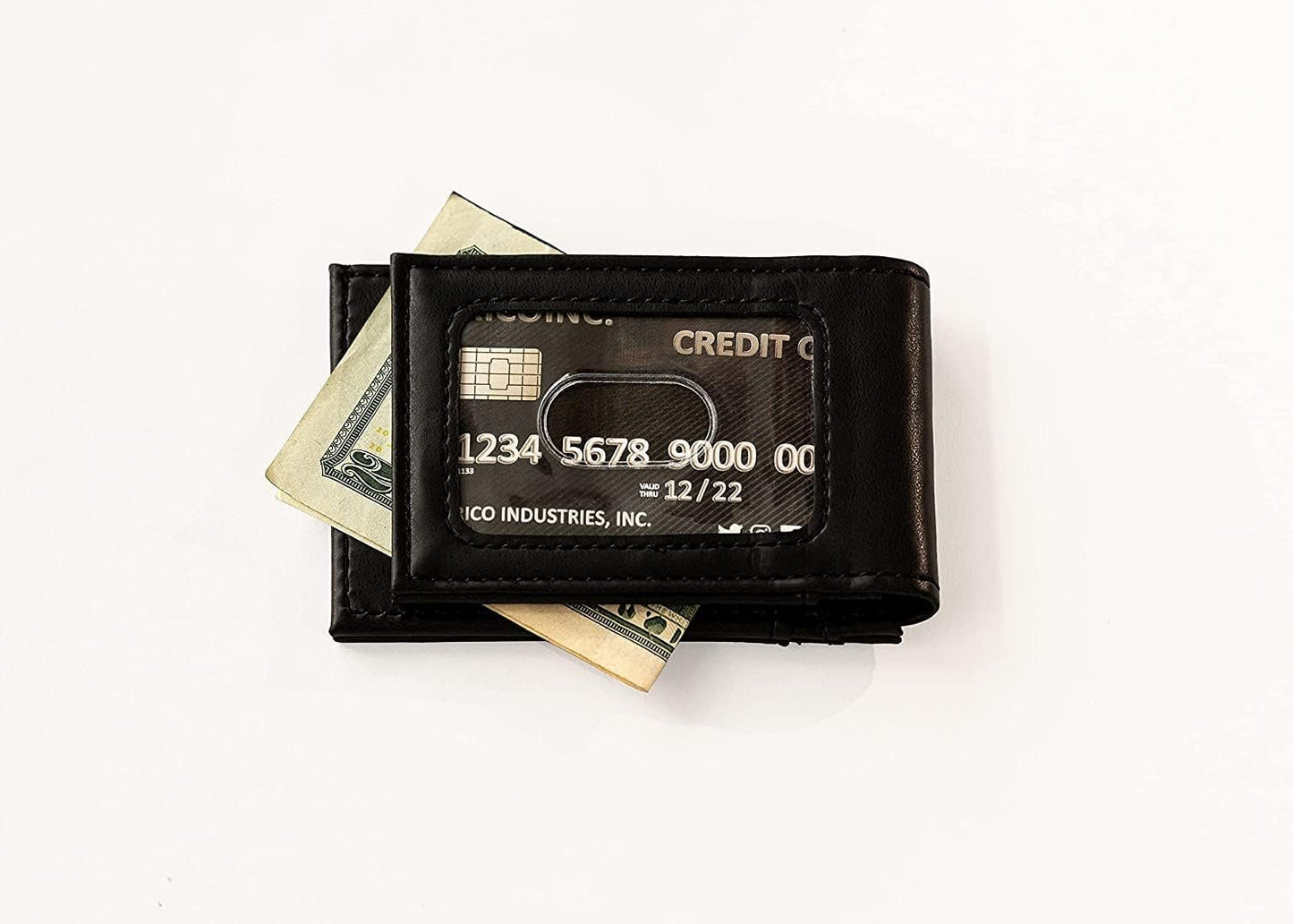 University of Kentucky Wildcats Premium Black Leather Wallet, Front Pocket Magnetic Money Clip, Laser Engraved, Vegan