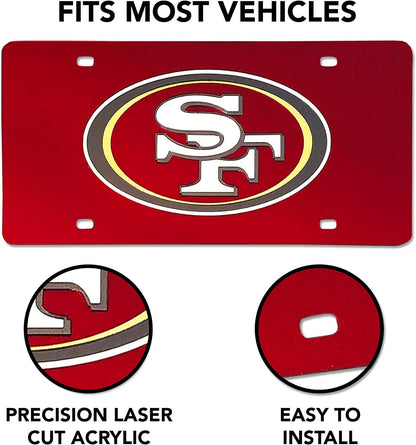 Chicago Bears Premium Laser Cut Tag License Plate, Mascot, Blue Mirrored Acrylic Inlaid, 12x6 Inch