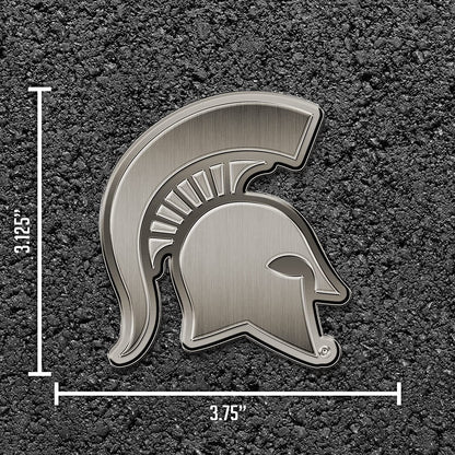 Michigan State University Spartans Solid Metal Auto Emblem Antique Nickel for Car/Truck/SUV