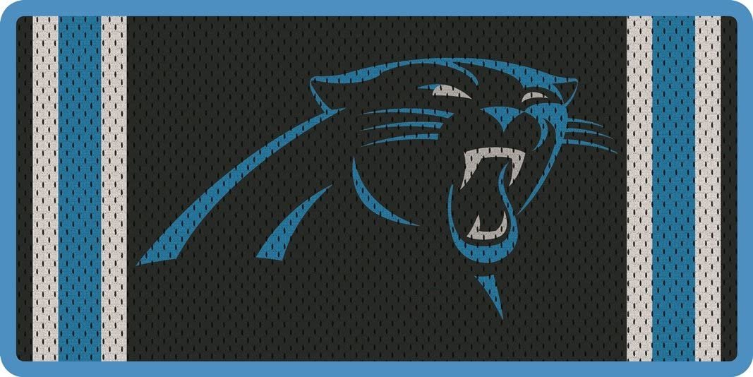 Carolina Panthers Premium Laser Cut Tag License Plate, Jersey Design, Mirrored Acrylic Inlaid, 6x12 Inch