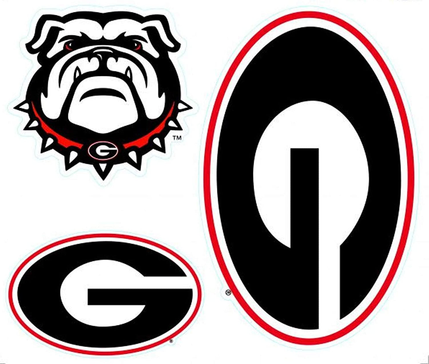 University of Georgia Bulldogs 8 Inch Multi Sticker Decal Set, Shape Cut, Flat Vinyl, Full Adhesive Backing