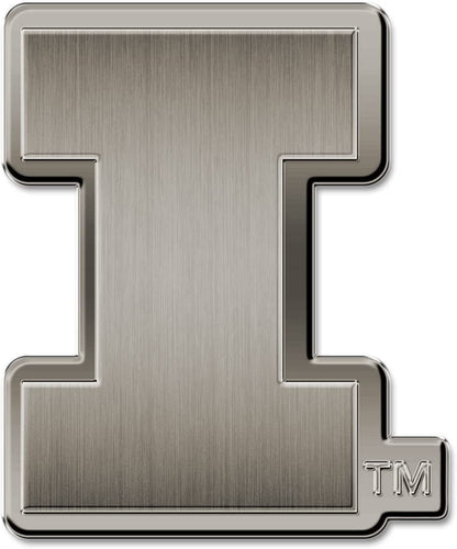 University of Illinois Illini Solid Metal Auto Emblem Antique Nickel for Car/Truck/SUV