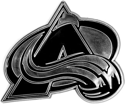 Colorado Avalanche Auto Emblem, Silver Chrome Color, Raised Molded Shape Cut Plastic, Adhesive Tape Backing
