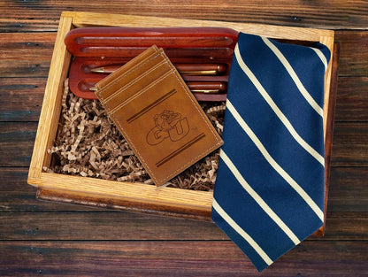 NCAA UGA Gonzaga Bulldogs Men’s Front ID Pocket Brown Wallet- Premium 8 Pocket Laser-Engraved Team Logo on Vegan Leather- Minimalist Design, Credit Card Holder- Ideal for Travel or Men’s Gift