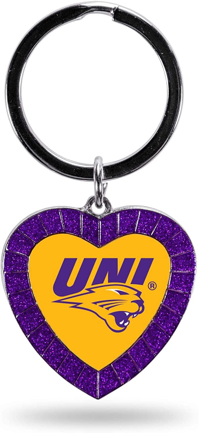 NCAA Northern Iowa Panthers NCAA Rhinestone Heart Colored Keychain, Purple, 3-inches in length