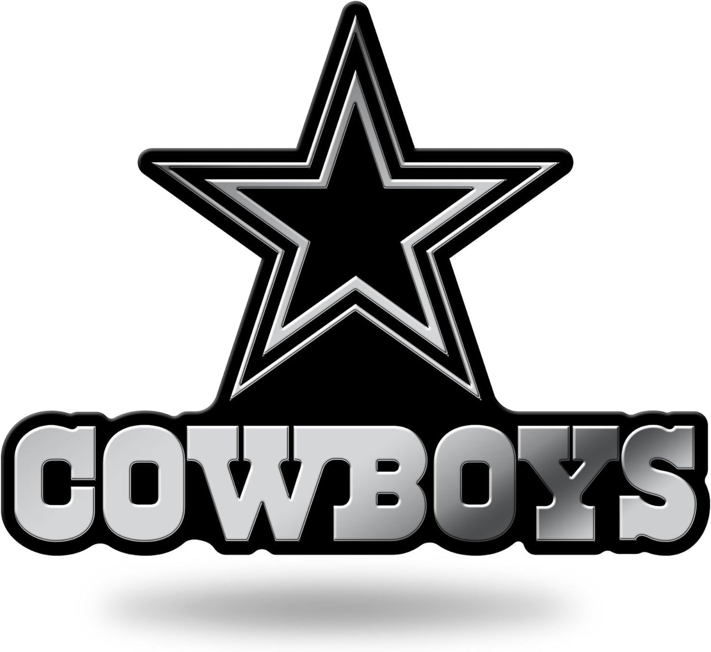 Dallas Cowboys Auto Emblem, Silver Chrome Color, Raised Molded Plastic, 3.5 Inch, Adhesive Tape Backing