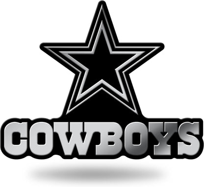 Dallas Cowboys Auto Emblem, Silver Chrome Color, Raised Molded Plastic, 3.5 Inch, Adhesive Tape Backing