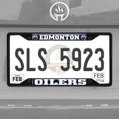 FANMATS 31382 Edmonton Oilers Metal License Plate Frame Black Finish