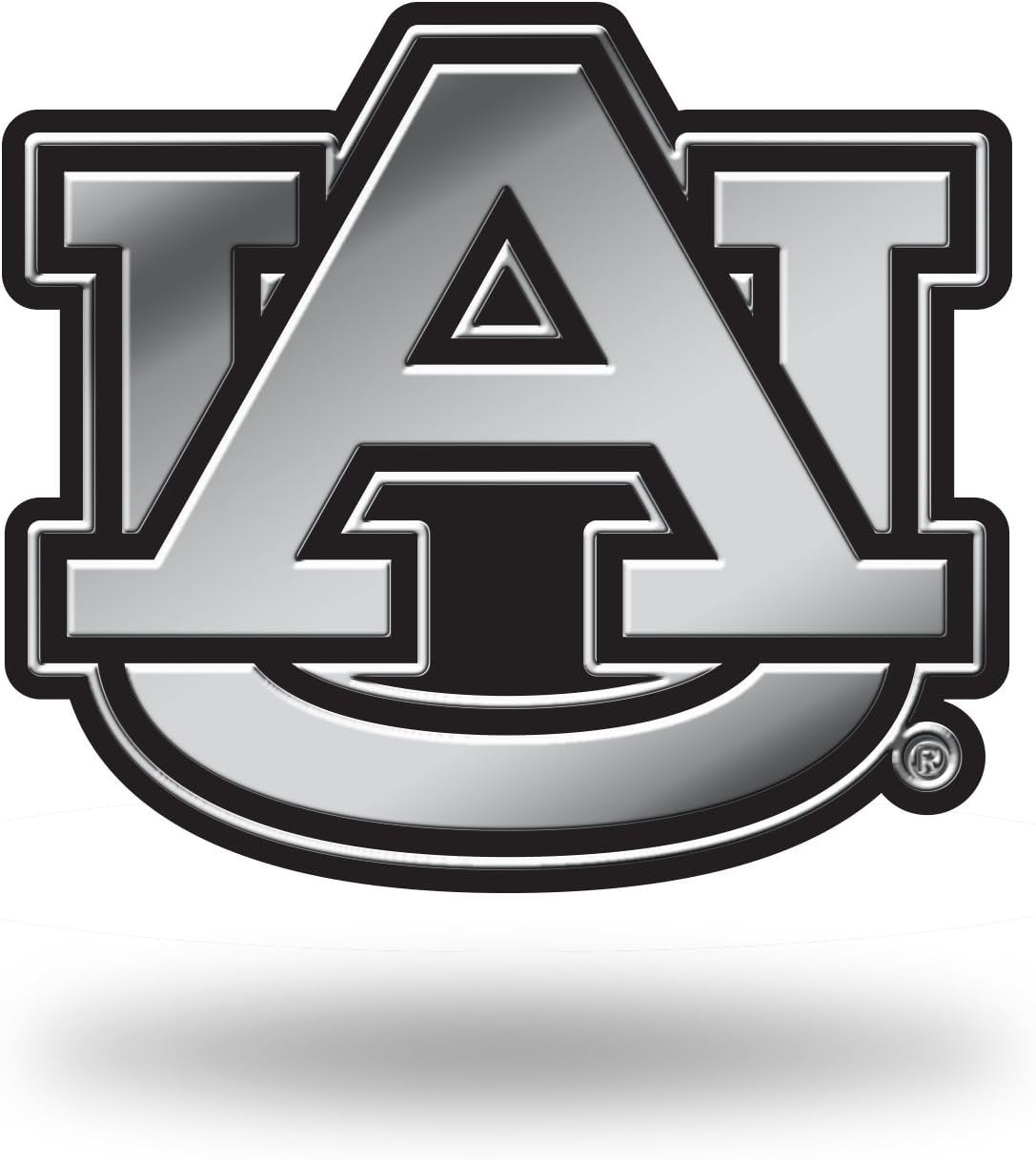 Auburn University Tigers Auto Emblem, Silver Chrome Color, Raised Molded Plastic, Adhesive Tape Backing