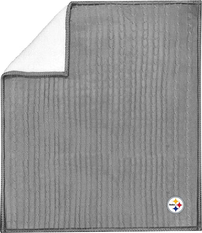 Pittsburgh Steelers Cable Sweater Knit Sherpa Throw Blanket 50x60 Inch Adult