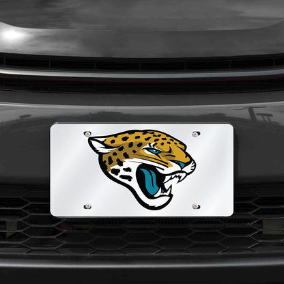Jacksonville Jaguars Premium Laser Cut Tag License Plate, Mirrored Acrylic Inlaid, 12x6 Inch