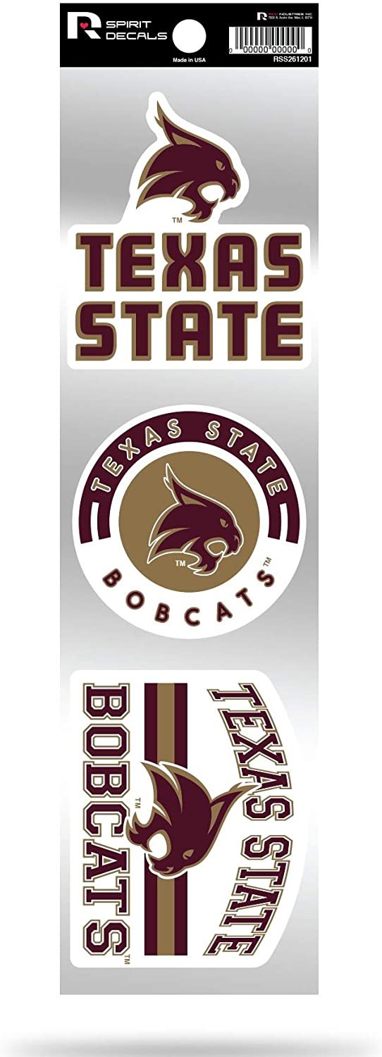 Texas State Bobcats Triple Retro Throwback Spirit Decals Flat Vinyl Auto Home Sticker Sheet University of