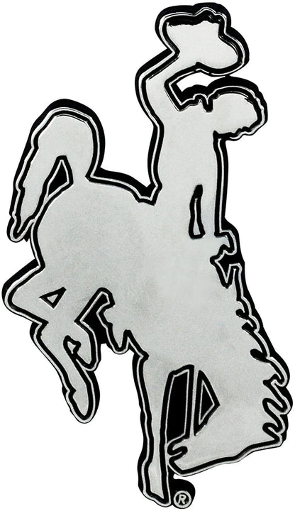 University of Wyoming Cowboys Solid Metal Auto Emblem Chrome Raised Die Cut