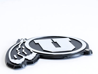 University of Oklahoma Sooners Silver Chrome Color Auto Emblem, Raised Molded Plastic, 3.5 Inch, Adhesive Tape Backing
