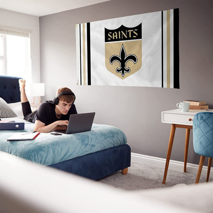 Rico Industries NFL New Orleans Saints 3' x 5' (1967-1984 W Shield Logo) Banner Flag - Single Sided - Indoor or Outdoor - Home Décor