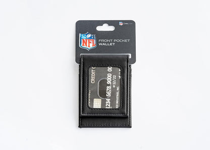 Las Vegas Raiders Premium Black Leather Wallet, Front Pocket Magnetic Money Clip, Laser Engraved, Vegan