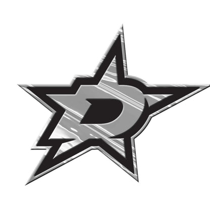 Dallas Stars Auto Emblem, Plastic Molded, Silver Chrome Color, Raised 3D Effect, Adhesive Backing