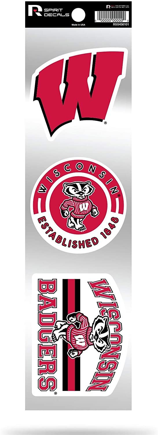 Wisconsin Badgers Triple Retro Throwback Spirit Decals Flat Vinyl Auto Home Sticker Sheet University of