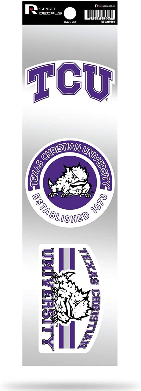 Texas Christian Horned Frogs TCU Triple Retro Throwback Spirit Decals Flat Vinyl Auto Home Sticker Sheet University of