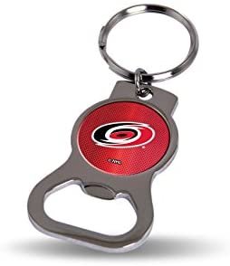 Carolina Hurricanes Premium Solid Metal Bottle Opener Keychain, Silver Key Ring, Team Logo