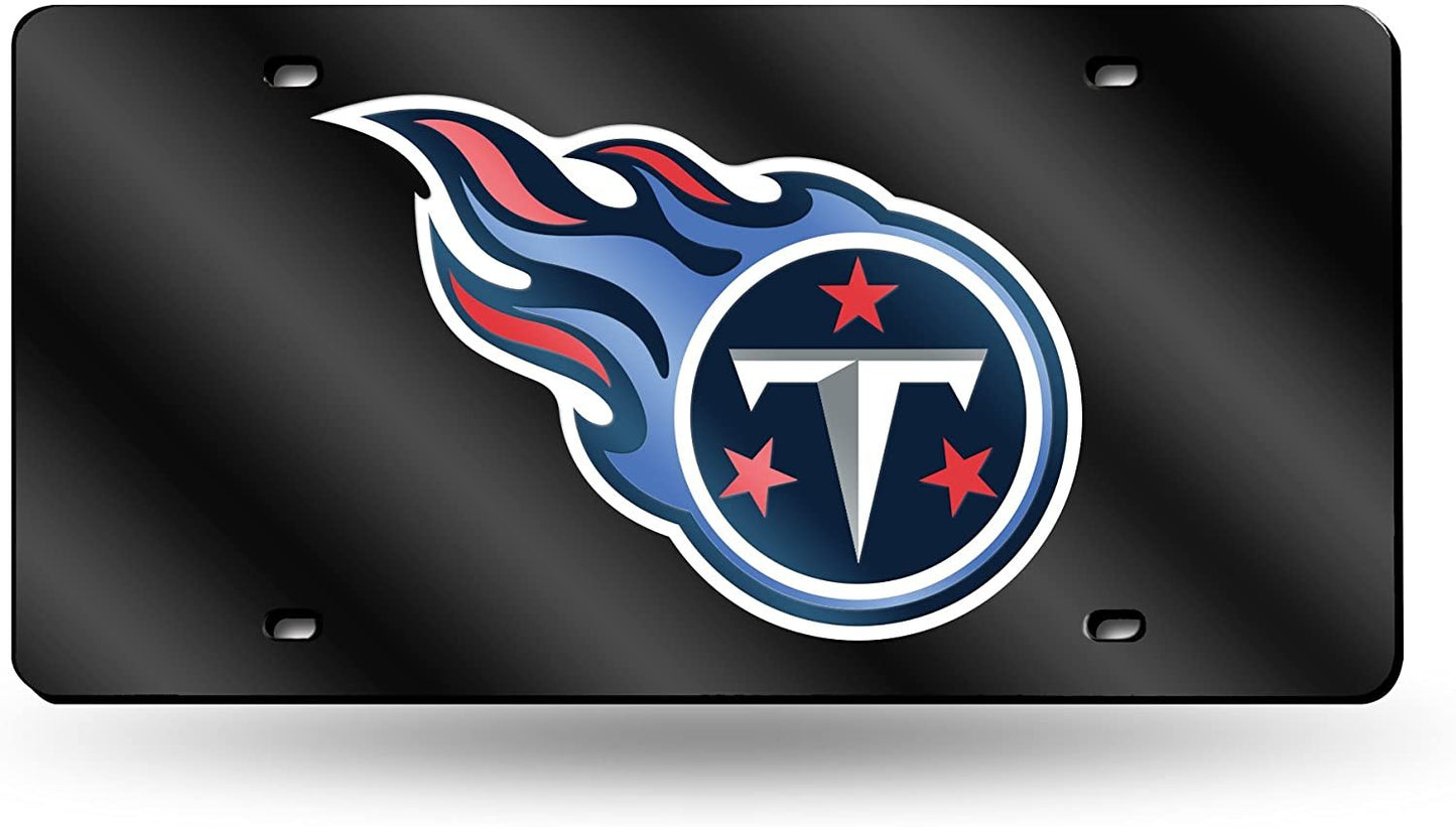 Tennessee Titans Premium Laser Cut Tag License Plate, Black Mirrored Acrylic Inlaid, 12x6 Inch