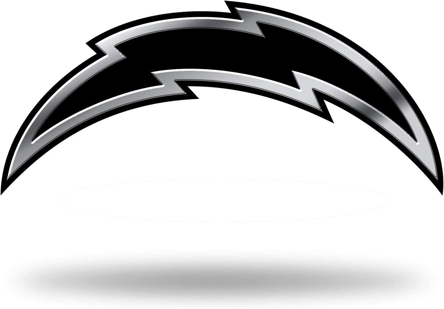 Los Angeles Chargers Auto Emblem, Silver Chrome Color, Raised Molded Plastic, Adhesive Tape Backing