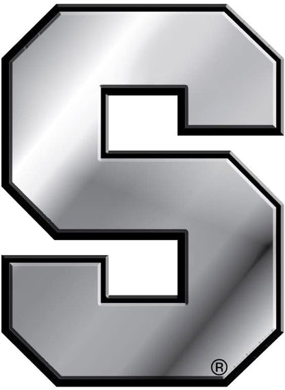 Syracuse University Orange Auto Emblem, Plastic Molded, Silver Chrome Color, Raised 3D Effect, Adhesive Backing