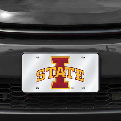 Iowa State University Cyclones Premium Laser Cut Tag License Plate, Mirrored Acrylic Inlaid, 12x6 Inch