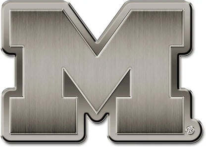 Michigan Wolverines Solid Metal Auto Emblem Antique Nickel for Car/Truck/SUV