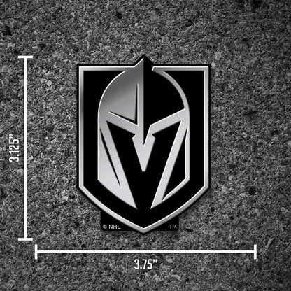 Vegas Golden Knights Auto Emblem, Silver Chrome Color, Raised Molded Plastic, 3.5 Inch, Adhesive Tape Backing