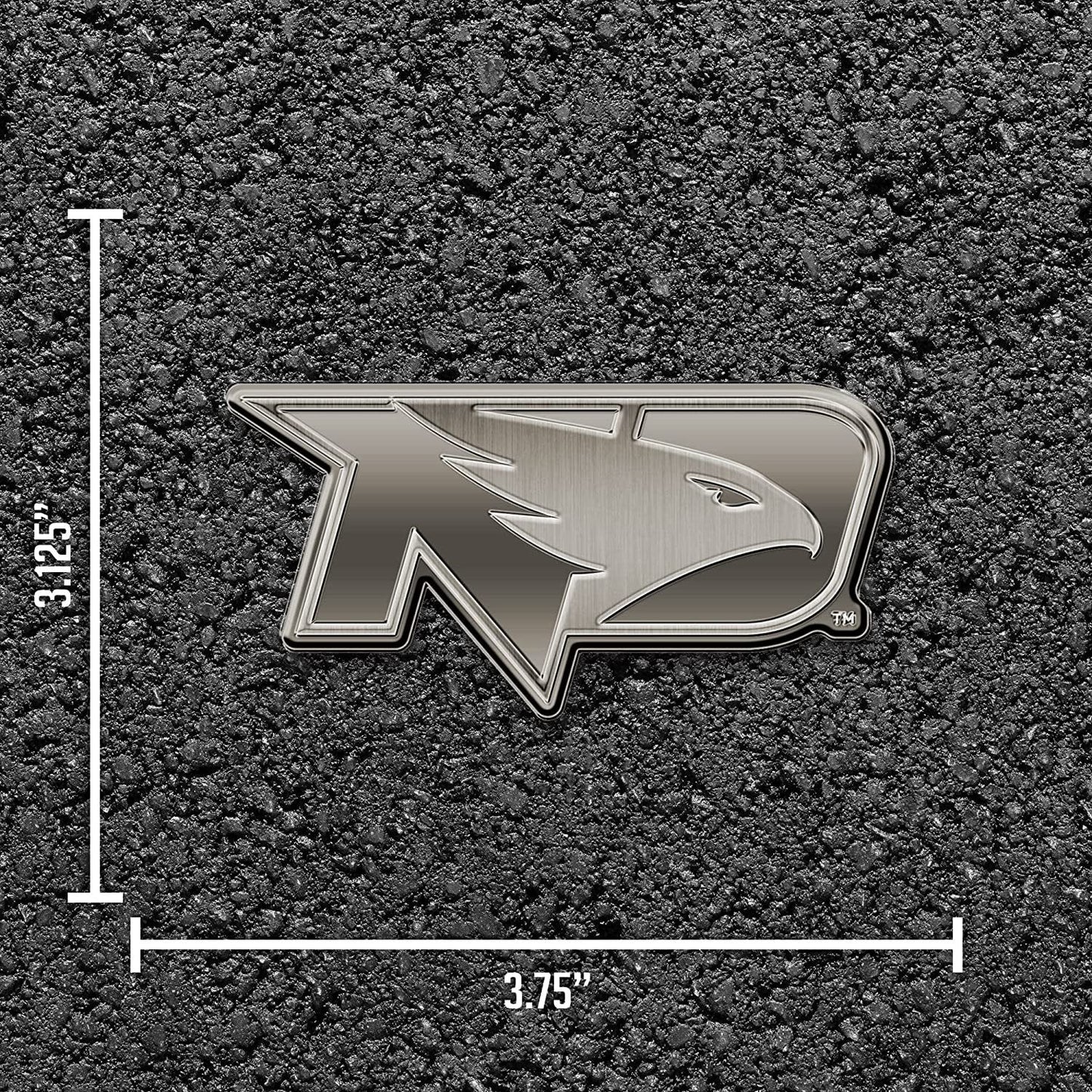 University of North Dakota Fighting Hawks Solid Metal Auto Emblem Antique Nickel for Car/Truck/SUV
