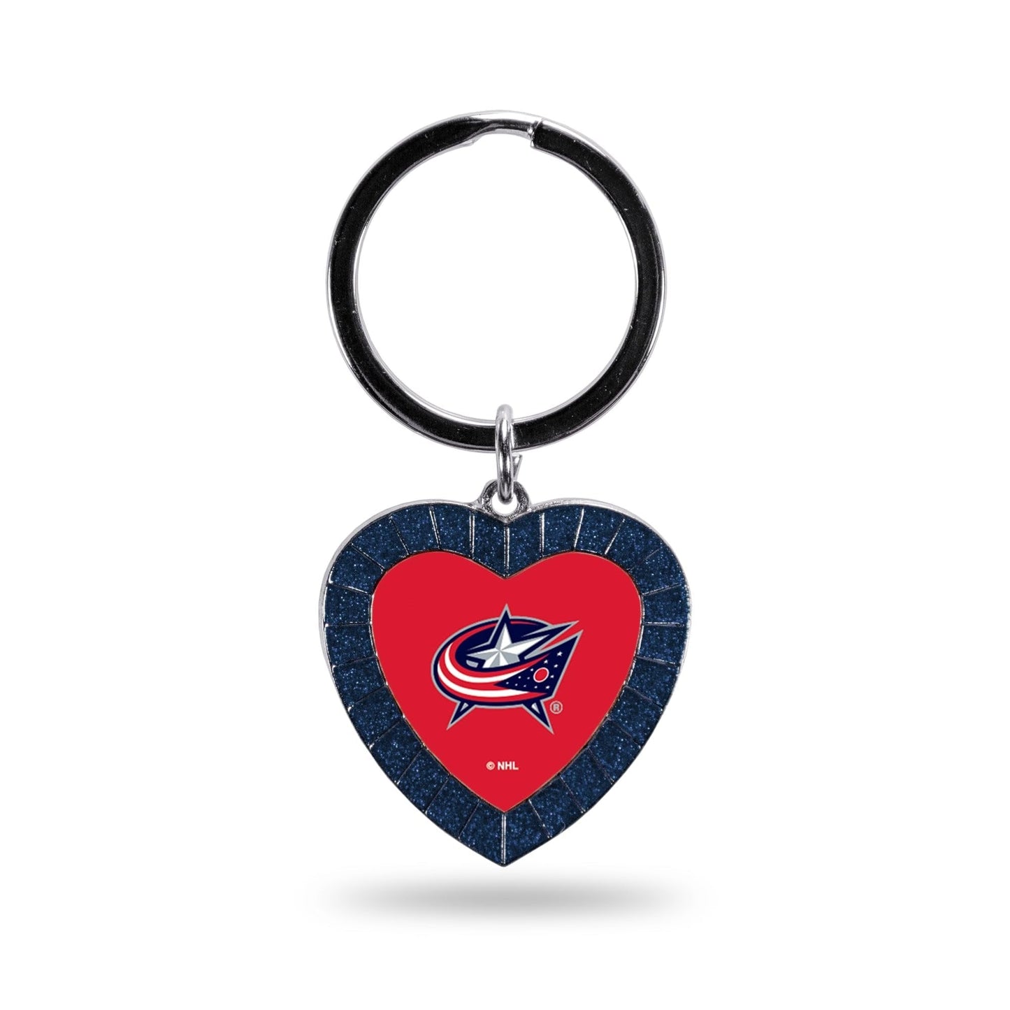 Blue Jackets Colored Rhinestone Heart Keychain - Navy