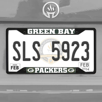 FANMATS 31356 Green Bay Packers Metal License Plate Frame Black Finish