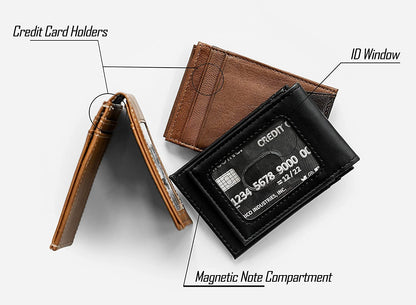 Carolina Panthers Premium Black Leather Wallet, Front Pocket Magnetic Money Clip, Laser Engraved, Vegan