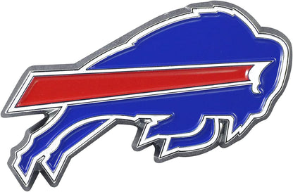 Buffalo Bills Premium Solid Metal Color Raised Auto Emblem Shape Cut Adhesive Backing