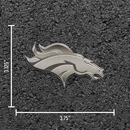 Denver Broncos Solid Metal Auto Emblem Antique Nickel Design