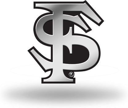 Florida State University Seminoles Auto Emblem, Silver Chrome Color, Raised Molded Plastic, 3.5 Inch, Adhesive Tape Backing