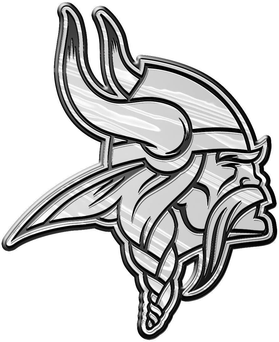 Minnesota Vikings Auto Emblem, Plastic Molded, Silver Chrome Color, Raised 3D Effect, Adhesive Backing