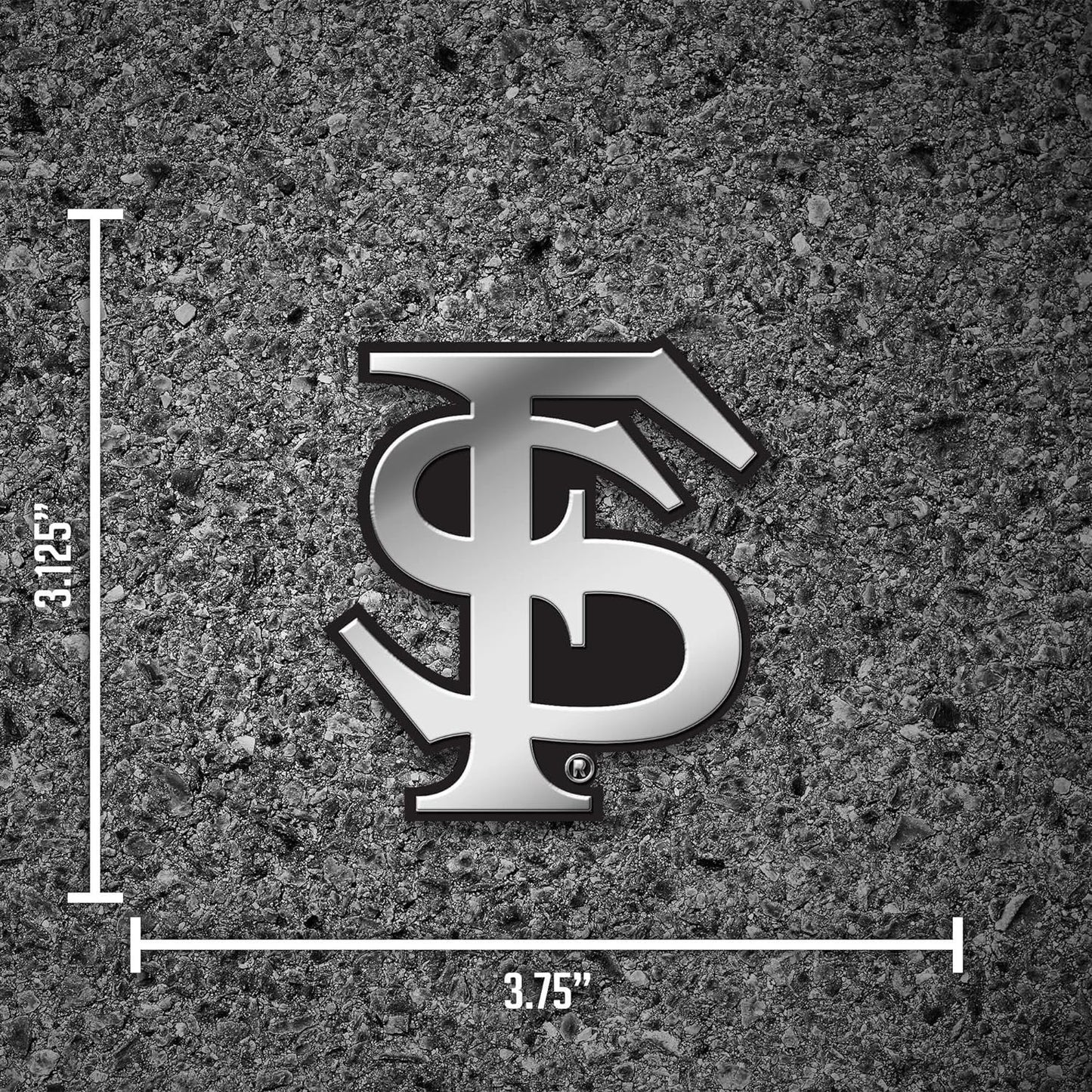Florida State University Seminoles Auto Emblem, Silver Chrome Color, Raised Molded Plastic, 3.5 Inch, Adhesive Tape Backing