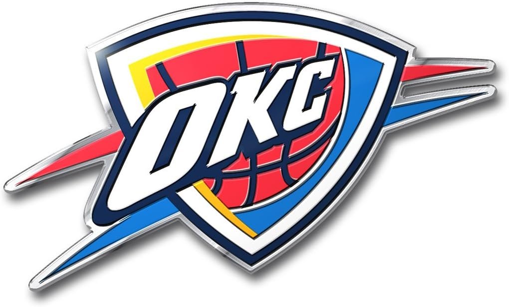 Oklahoma City Thunder Embossed Color Auto Emblem Aluminum Metal Raised Decal Sticker Full Adhesive Backing