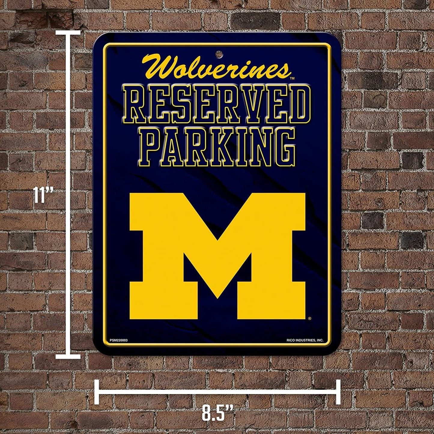 University of Michigan Wolverines Metal Parking Novelty Wall Sign 8.5 x 11 Inch