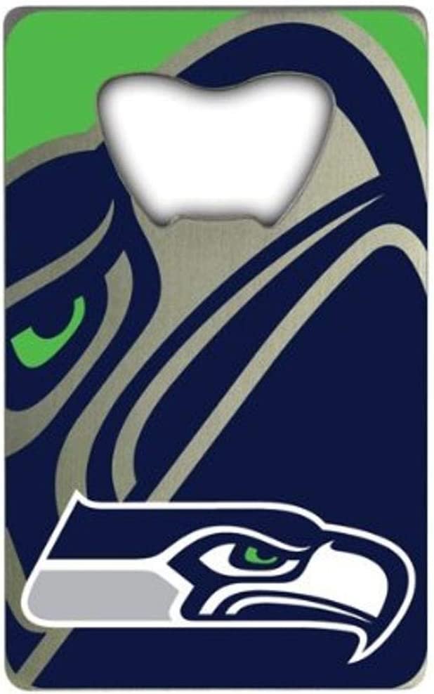 Seattle Seahawks Heavy Duty Metal Bottle Opener Credit Card Size 2 x 3.25 Inch