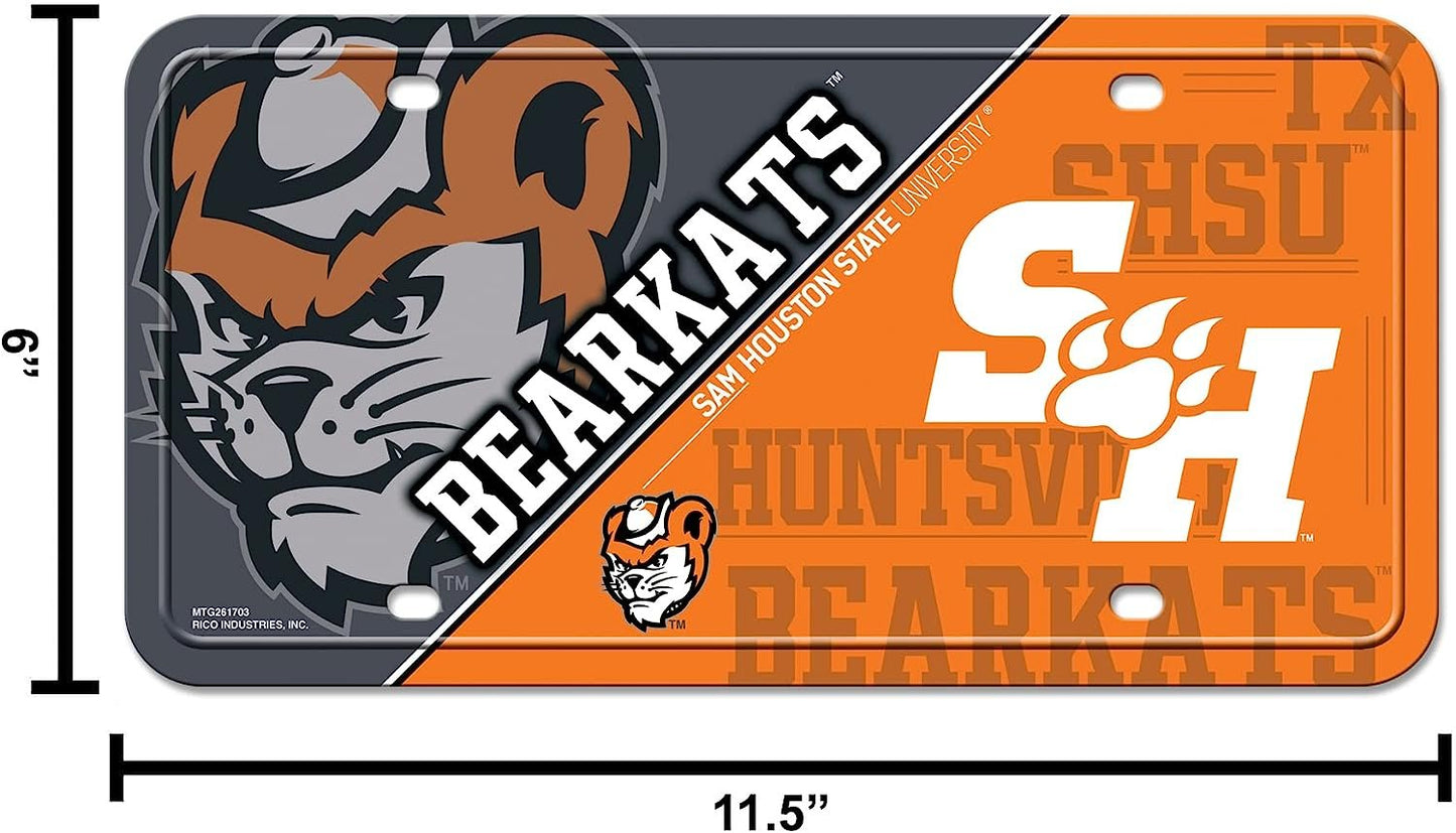 Sam Houston State University Bearkats Metal Tag Auto License Plate Split Design 6x12 Inch